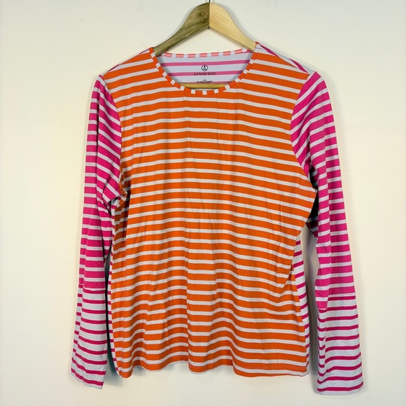 Lands' End Other - Lands' End Orange Pink Stripe Rash Guard Long Sleeve Beach Resort